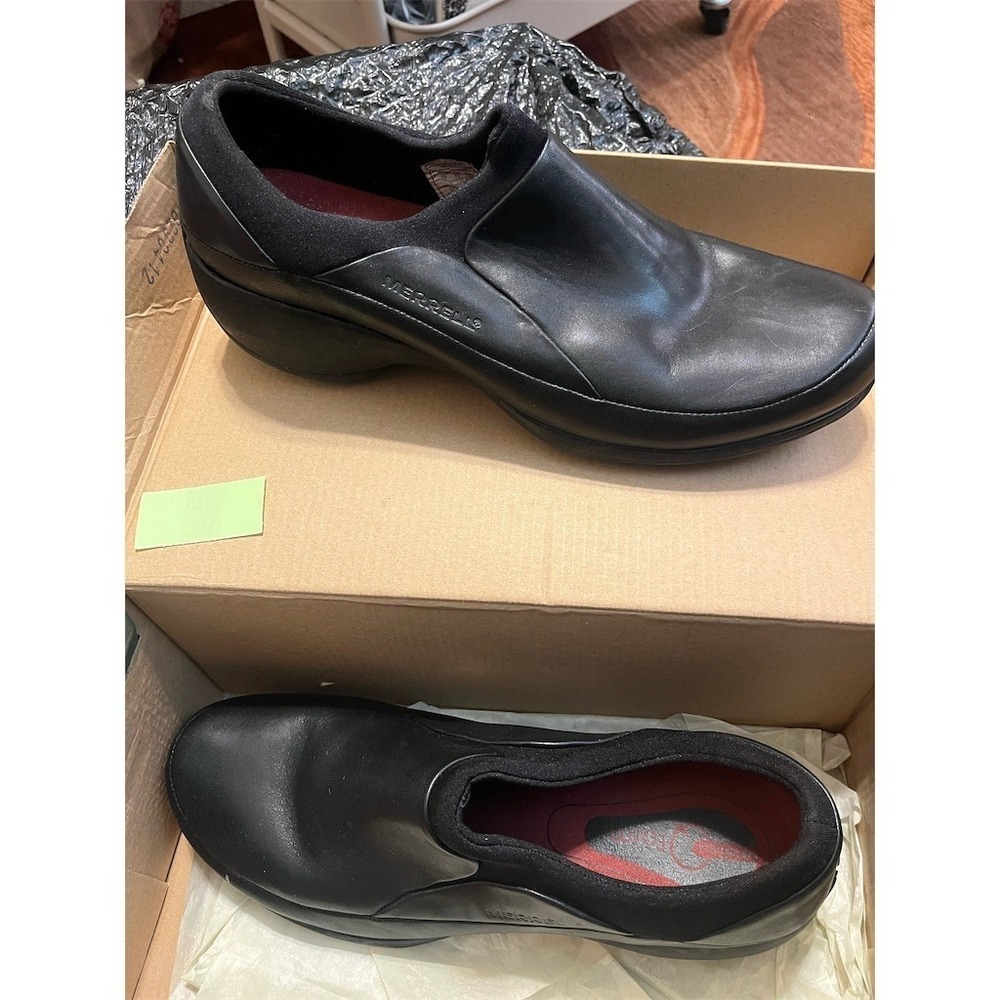 Merrell Encore Q2 Moc Womens Slip-On Clog Shoes Black Comfort Casual Work 10 - Picture 3 of 10